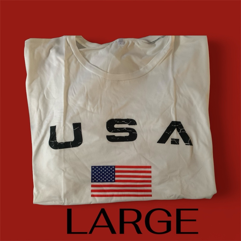 USA Flag Graphic Tee - White